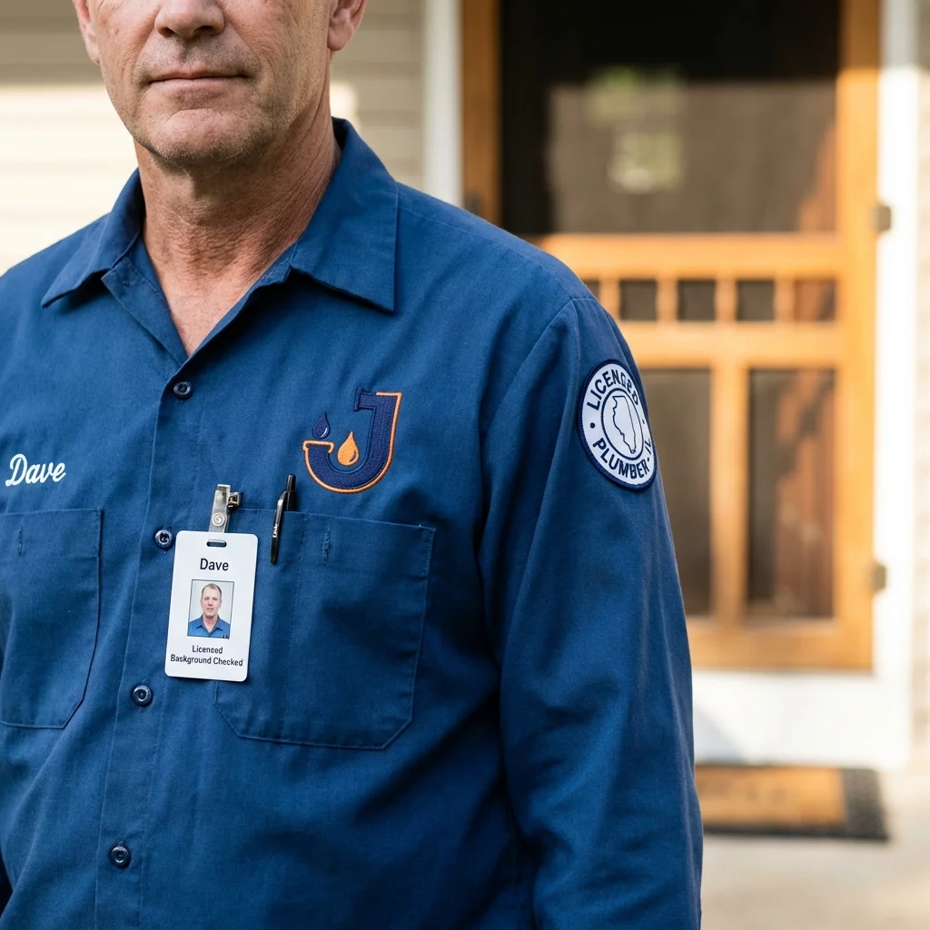 Licensed plumber showing ID badge in Edgerton, WI